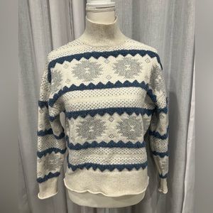 Cozy Warm Mock Neck Sweater with Aztec Print and dropped shoulders